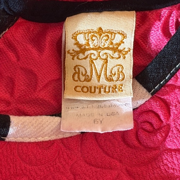 Mia Belle Pink Embossed Heart Harlequin Peplum Dress Girls Size 6Y - Picture 5 of 8